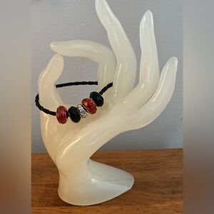 NEW European charms on a faux leather bracelet